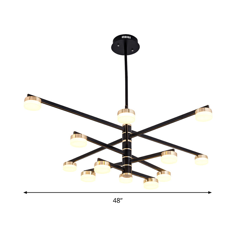 12-Head Living Room Chandelier Modern Stylish Black Ceiling Lamp - Rebooters