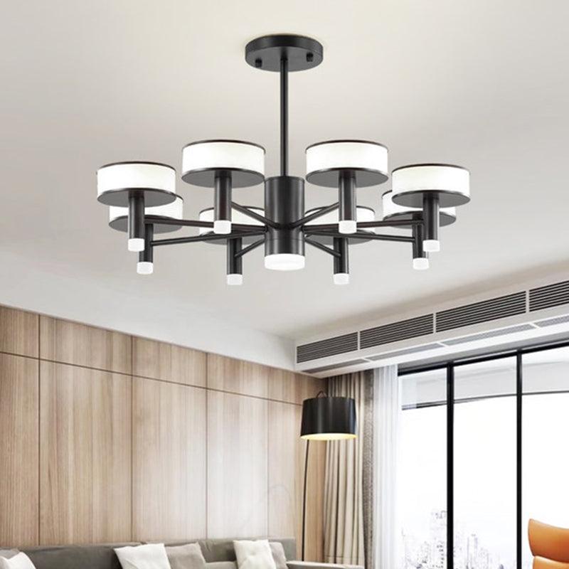 6/8 Lights Living Room LED Chandelier Modernist Black Lamp - Rebooters