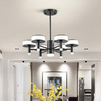 6/8 Lights Living Room LED Chandelier Modernist Black Lamp - Rebooters