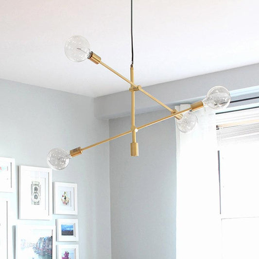 Adjustable Crossed Pendant Lighting Metallic Gold Chandelier - Rebooters
