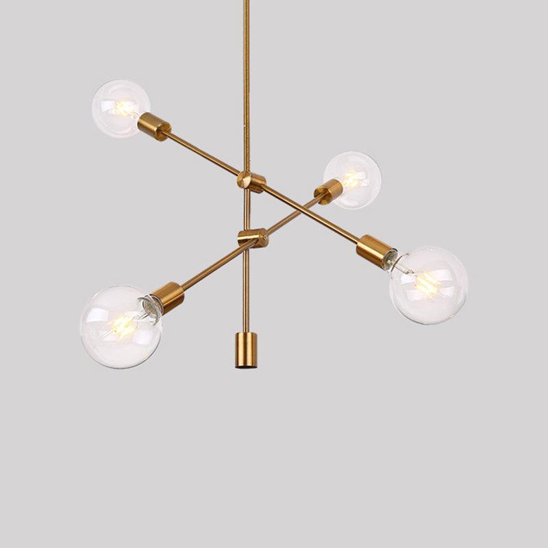 Adjustable Crossed Pendant Lighting Metallic Gold Chandelier - Rebooters