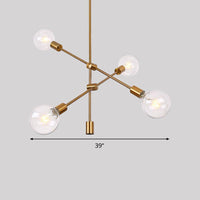 Adjustable Crossed Pendant Lighting Metallic Gold Chandelier - Rebooters