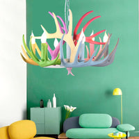 16"/23" Wide Antler Resin Chandelier Lighting 4/6/8 Heads - Rebooters