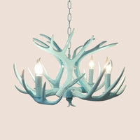 4/8 Heads Branch Chandelier Lighting Cottage Blue Resin Lamp - Rebooters