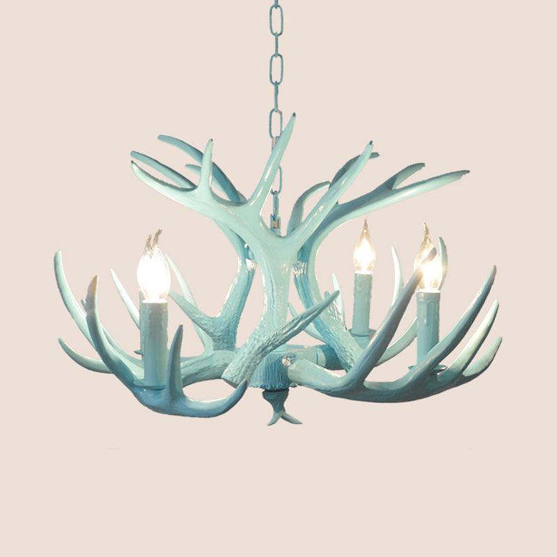 4/8 Heads Branch Chandelier Lighting Cottage Blue Resin Lamp - Rebooters
