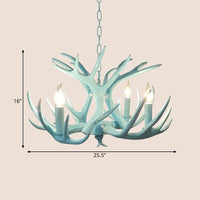4/8 Heads Branch Chandelier Lighting Cottage Blue Resin Lamp - Rebooters