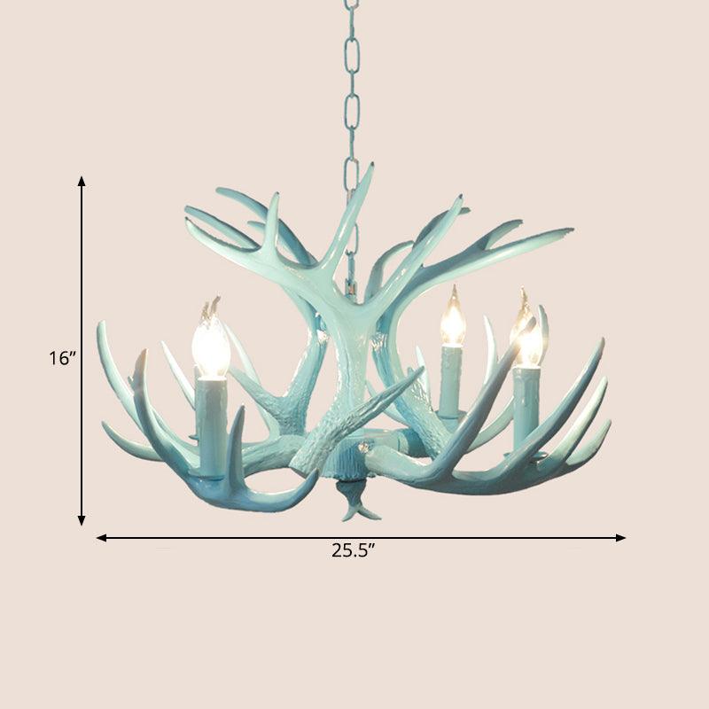 4/8 Heads Branch Chandelier Lighting Cottage Blue Resin Lamp - Rebooters