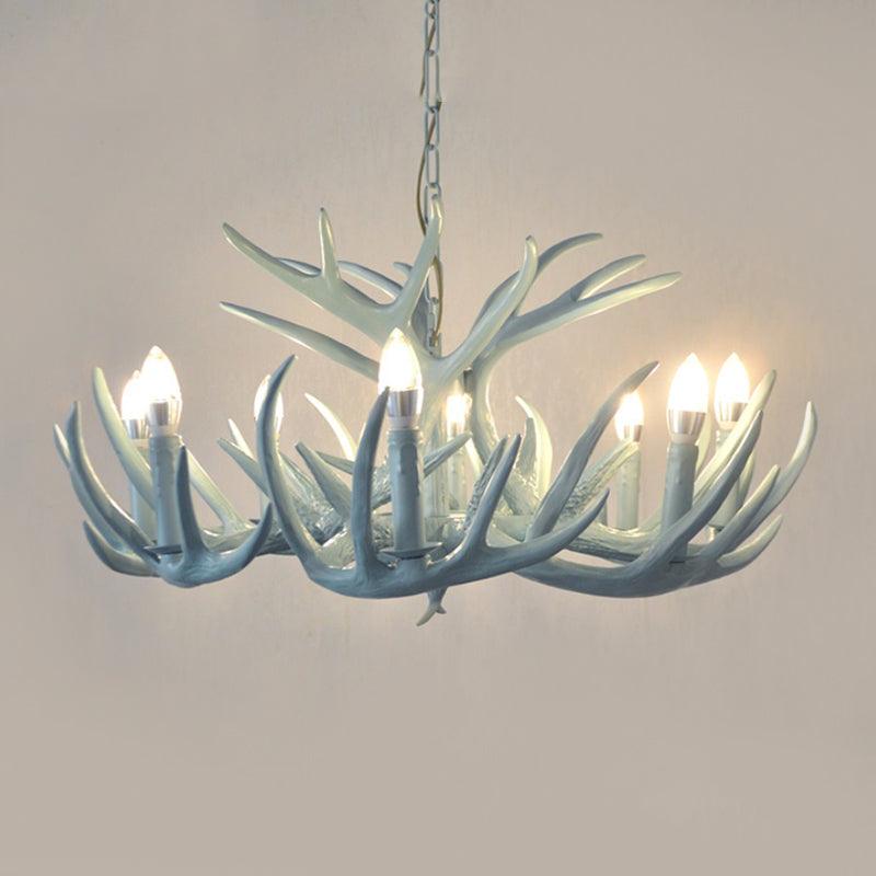 4/8 Heads Branch Chandelier Lighting Cottage Blue Resin Lamp - Rebooters