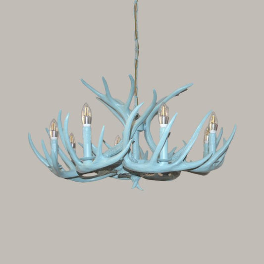 4/8 Heads Branch Chandelier Lighting Cottage Blue Resin Lamp - Rebooters