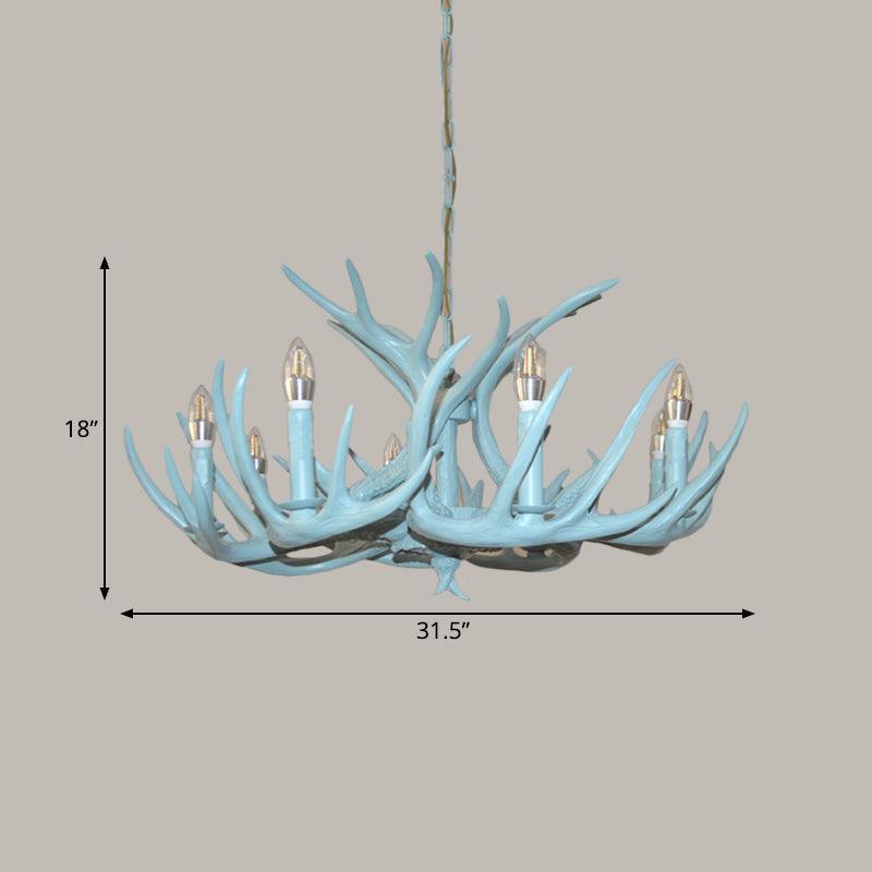 4/8 Heads Branch Chandelier Lighting Cottage Blue Resin Lamp - Rebooters