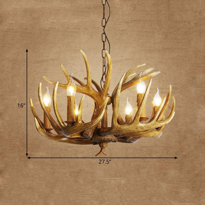 Antler Restaurant Pendant Chandelier Traditional Resin 3/4/5 Bulbs Brown Light Kit - Rebooters