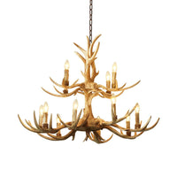 12 Heads Chandelier Lighting Farmhouse 2-Tier Resin Lamp - Rebooters