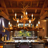 Deer Antler Resin Pendant Chandelier Rustic 12 Bulbs Light - Rebooters