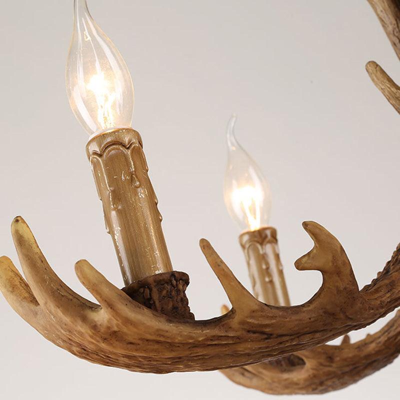 Deer Antler Resin Pendant Chandelier Rustic 12 Bulbs Light - Rebooters
