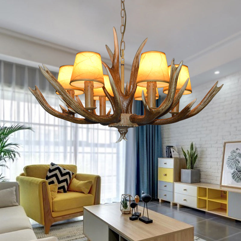 Resin Brown Ceiling Chandelier Branch 4/6/8 Bulbs Pendant Light - Rebooters