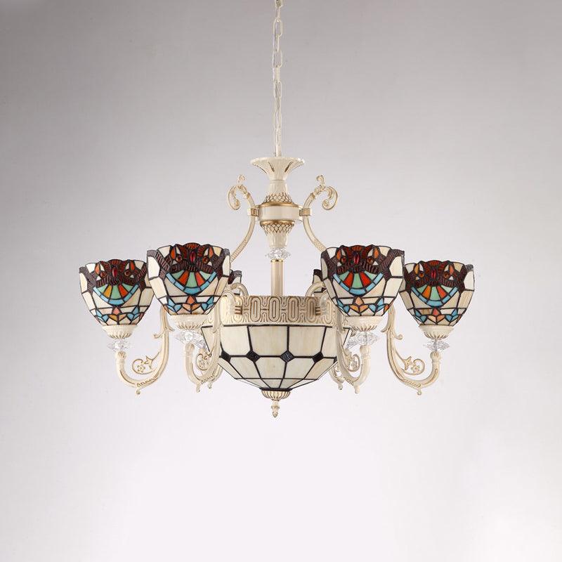 6 Lights Living Room Ceiling Chandelier Mediterranean Cream Hanging Lamp - Rebooters