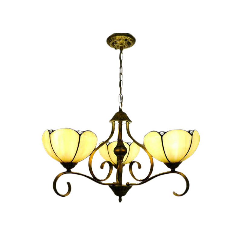 Yellow/Blue Scalloped Chandelier Lamp Tiffany 3/6/8 Lights - Rebooters