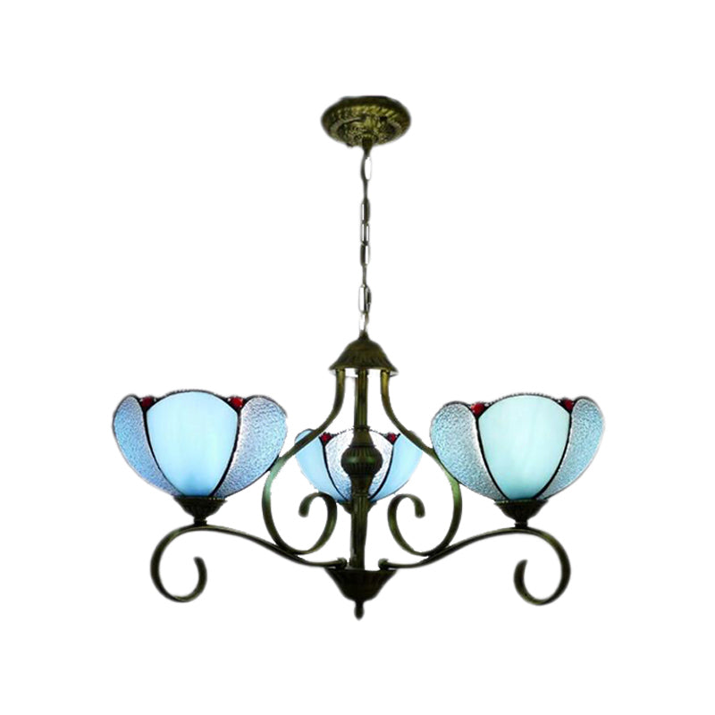 Yellow/Blue Scalloped Chandelier Lamp Tiffany 3/6/8 Lights - Rebooters