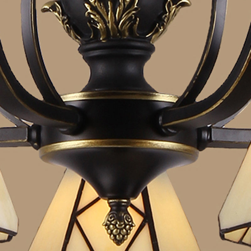 Yellow Glass Cone Chandelier Lighting Baroque 5/6/8 Lights Black Ceiling Lamp - Rebooters