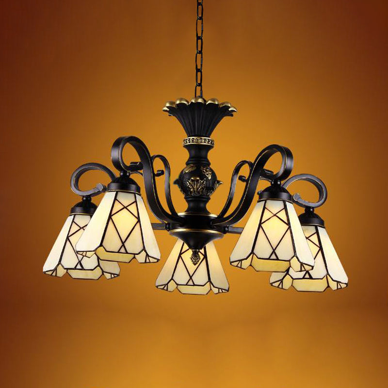 Yellow Glass Cone Chandelier Lighting Baroque 5/6/8 Lights Black Ceiling Lamp - Rebooters