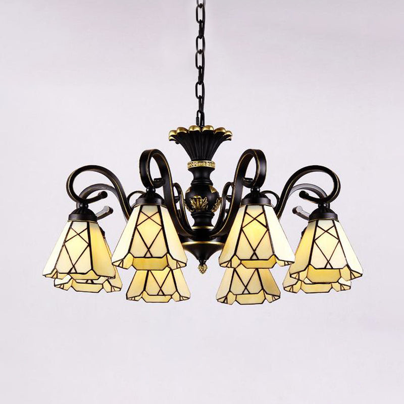 Yellow Glass Cone Chandelier Lighting Baroque 5/6/8 Lights Black Ceiling Lamp - Rebooters