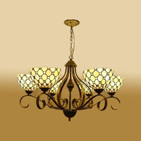 Beige 3/6/8 Lights Pendant Chandelier Stained Glass Lamp - Rebooters