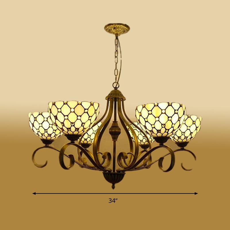 Beige 3/6/8 Lights Pendant Chandelier Stained Glass Lamp - Rebooters