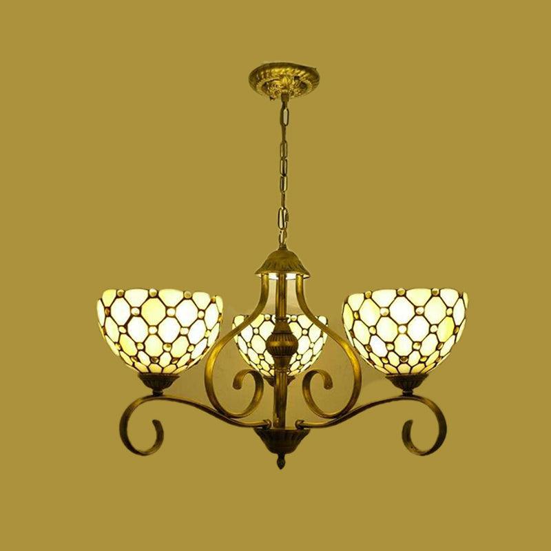 Beige 3/6/8 Lights Pendant Chandelier Stained Glass Lamp - Rebooters