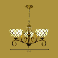 Beige 3/6/8 Lights Pendant Chandelier Stained Glass Lamp - Rebooters