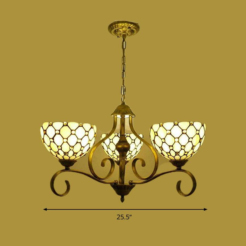 Beige 3/6/8 Lights Pendant Chandelier Stained Glass Lamp - Rebooters