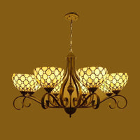 Beige 3/6/8 Lights Pendant Chandelier Stained Glass Lamp - Rebooters