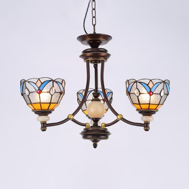 White Clear Glass Domed Shade Chandelier Light Fixture Mediterranean 3 5 8 Lights Suspension Lamp - Rebooters