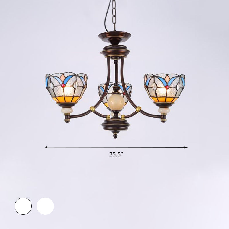 White Clear Glass Domed Shade Chandelier Light Fixture Mediterranean 3 5 8 Lights Suspension Lamp - Rebooters