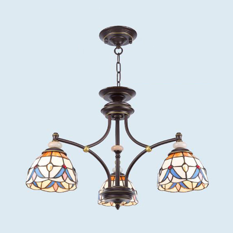 White Clear Glass Domed Shade Chandelier Light Fixture Mediterranean 3 5 8 Lights Suspension Lamp - Rebooters