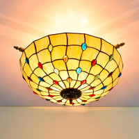 5 Heads Ceiling Lighting Tiffany Beaded Art Glass Fixture - Rebooters