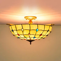 5 Heads Ceiling Lighting Tiffany Beaded Art Glass Fixture - Rebooters