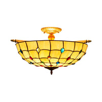 5 Heads Ceiling Lighting Tiffany Beaded Art Glass Fixture - Rebooters