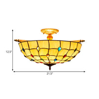 5 Heads Ceiling Lighting Tiffany Beaded Art Glass Fixture - Rebooters