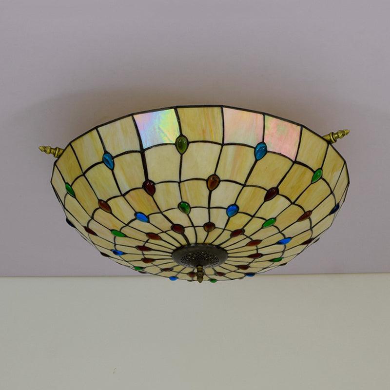 5 Heads Ceiling Lighting Tiffany Beaded Art Glass Fixture - Rebooters