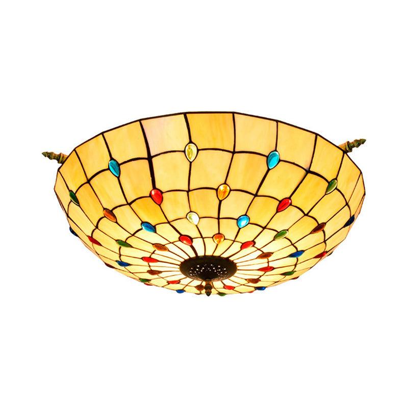 5 Heads Ceiling Lighting Tiffany Beaded Art Glass Fixture - Rebooters