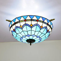 Baroque Dome Semi Flush Mount Lighting 5 Bulbs Stained Glass - Rebooters