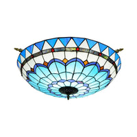 Baroque Dome Semi Flush Mount Lighting 5 Bulbs Stained Glass - Rebooters