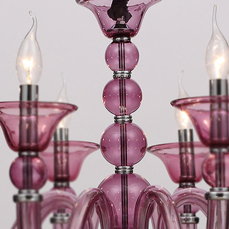 10 Bulbs Candle Chandelier Pendant Light Traditionary Glass Lamp - Rebooters