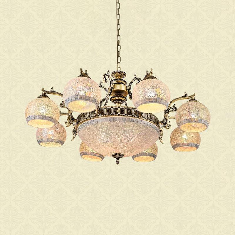 Antique Brass Globe Chandelier Lighting Fixture Baroque 3 Lights - Rebooters
