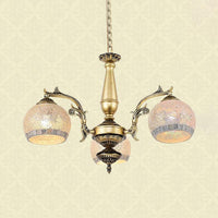 Antique Brass Globe Chandelier Lighting Fixture Baroque 3 Lights - Rebooters