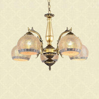 Antique Brass Globe Chandelier Lighting Fixture Baroque 3 Lights - Rebooters