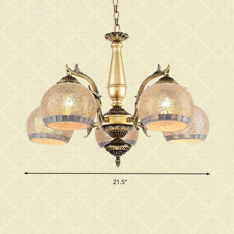 Antique Brass Globe Chandelier Lighting Fixture Baroque 3 Lights - Rebooters