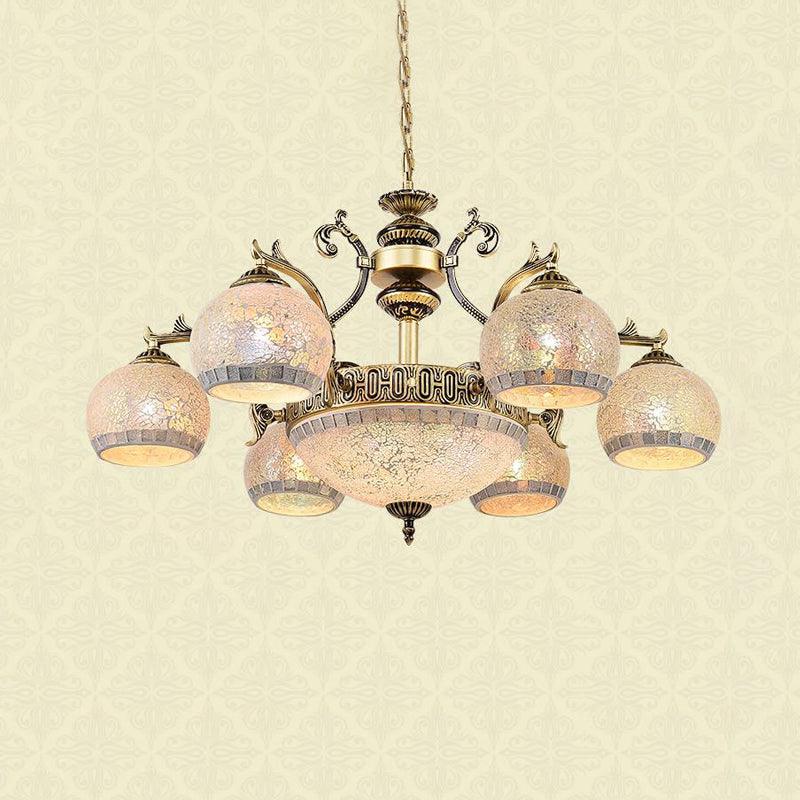 Antique Brass Globe Chandelier Lighting Fixture Baroque 3 Lights - Rebooters