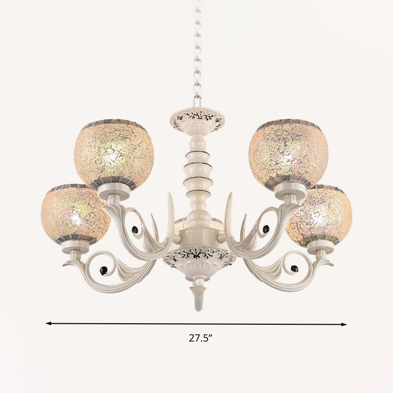 White 3/5/8 Lights Chandelier Pendant Light Tiffany Style - Rebooters