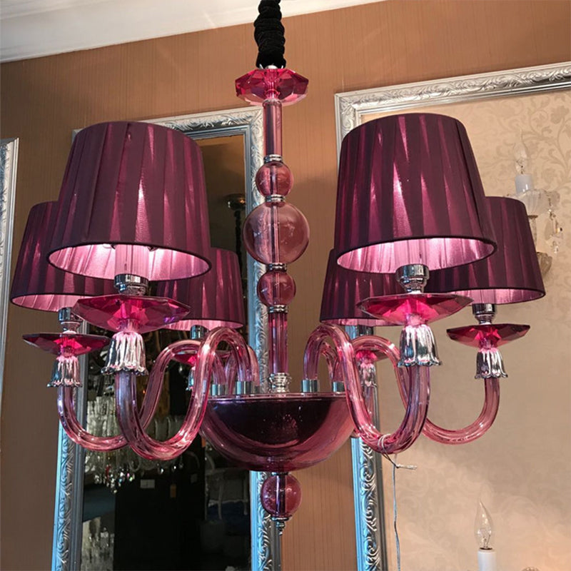 Traditional Starburst Pendant Chandelier Purple Glass Lamp - Rebooters